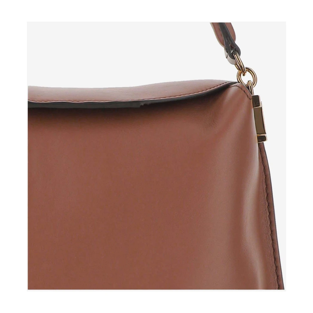 TOD'S Leren Flaptas met T-Detail Brown Dames