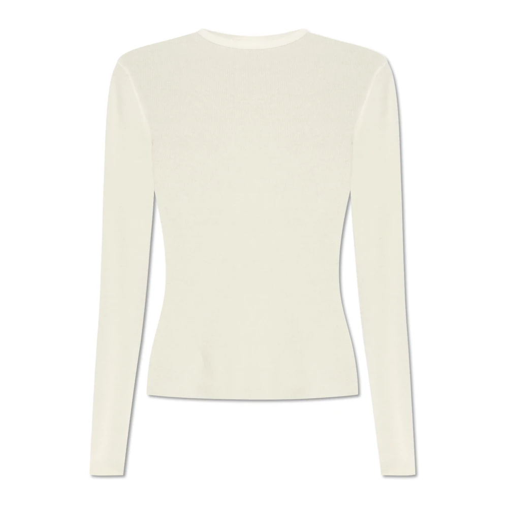Lisa Yang Geribbelde top Vivian Beige Dames