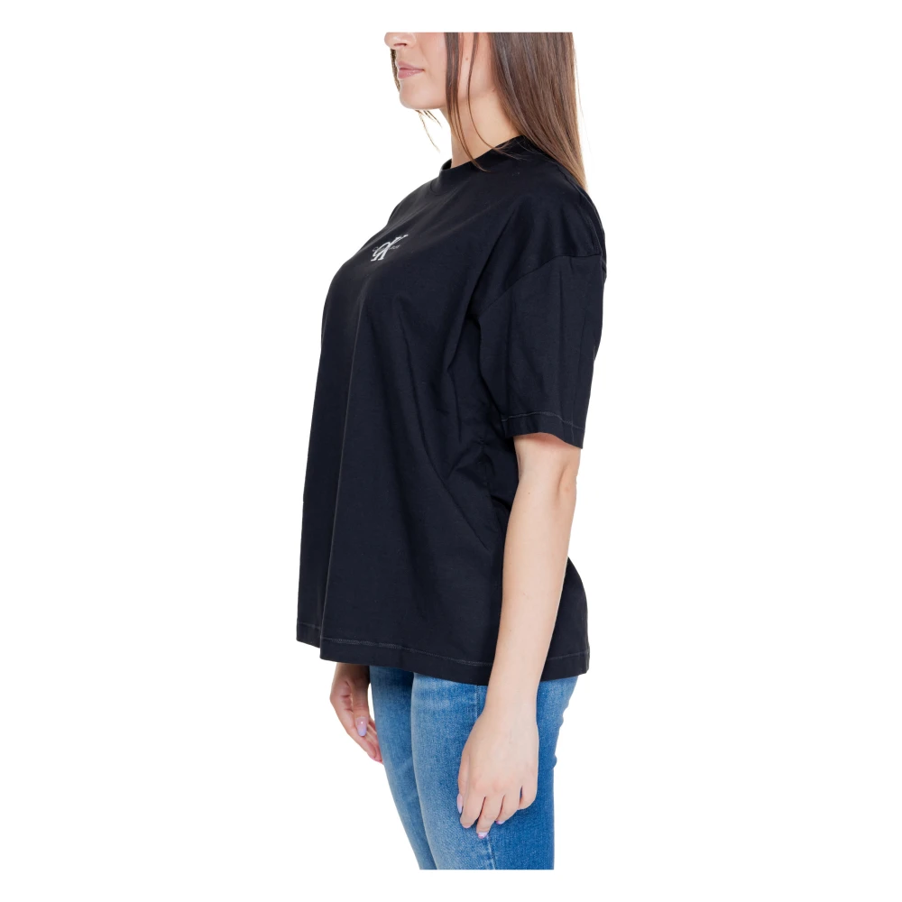 Calvin Klein Jeans Zwart Effen Korte Mouw T-shirt voor Vrouwen Black Dames