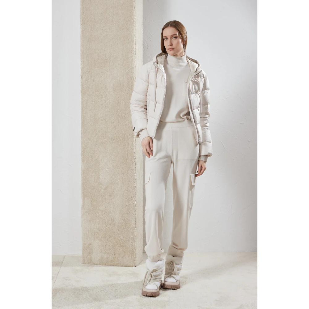 PESERICO Wollen zijden en kasjmier baggy cargo broek White Dames