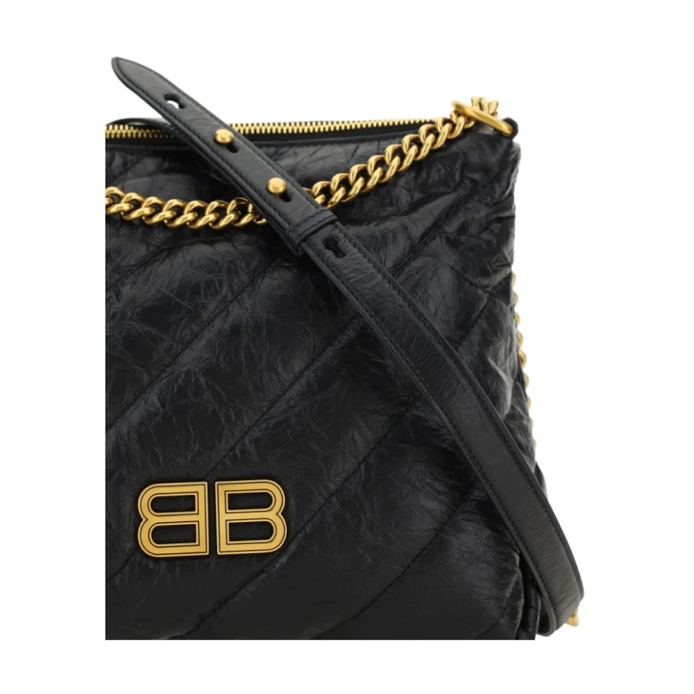 Balenciaga Gewatteerde Zwarte Schoudertas met Antiek Gouden Hardware Black Dames