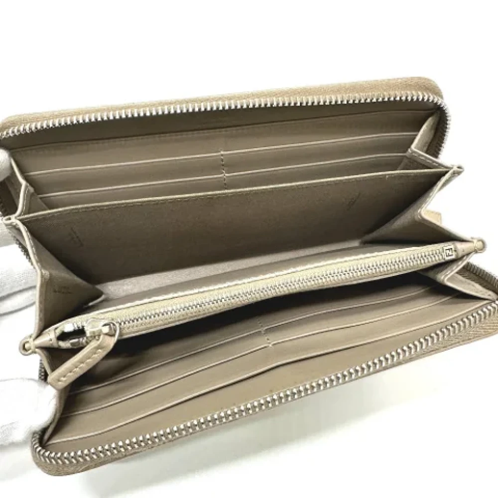 Fendi Vintage Pre-owned Leather wallets Beige Heren