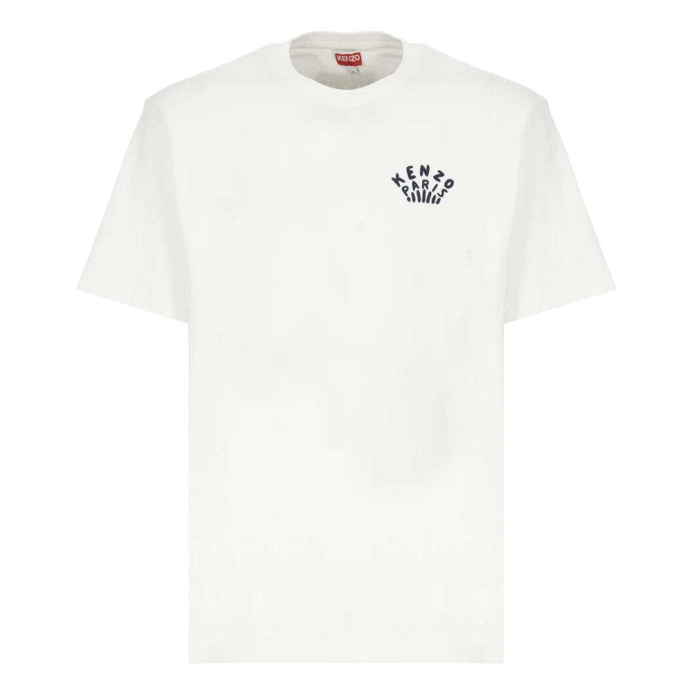 Kenzo Wit Katoenen T-shirt met Geborduurd Logo White Heren