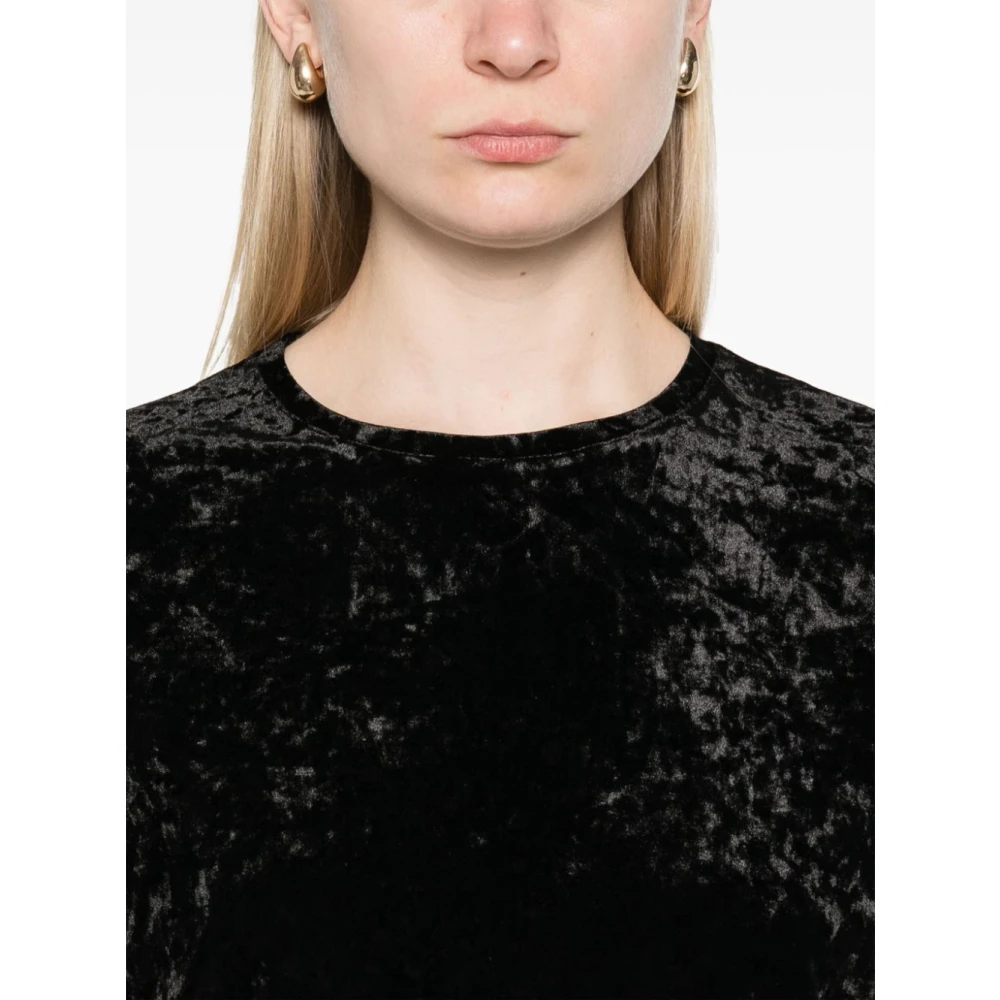 Herno Crewneck Chenille T-Shirt Black Dames