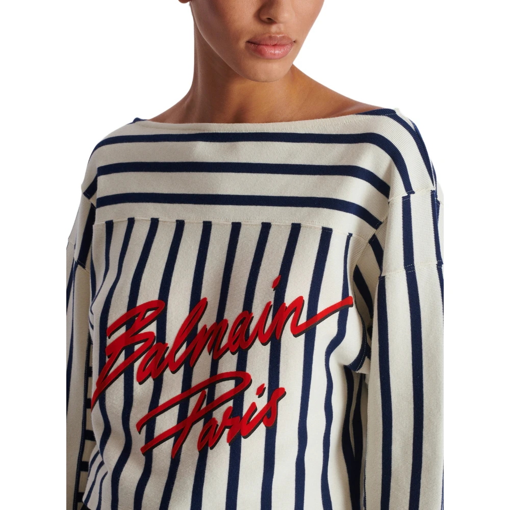 Balmain Gestreepte baseball shirt met lange mouwen Multicolor Dames
