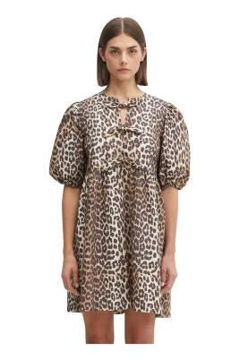 Leopard Printed Cotton Mini Dress