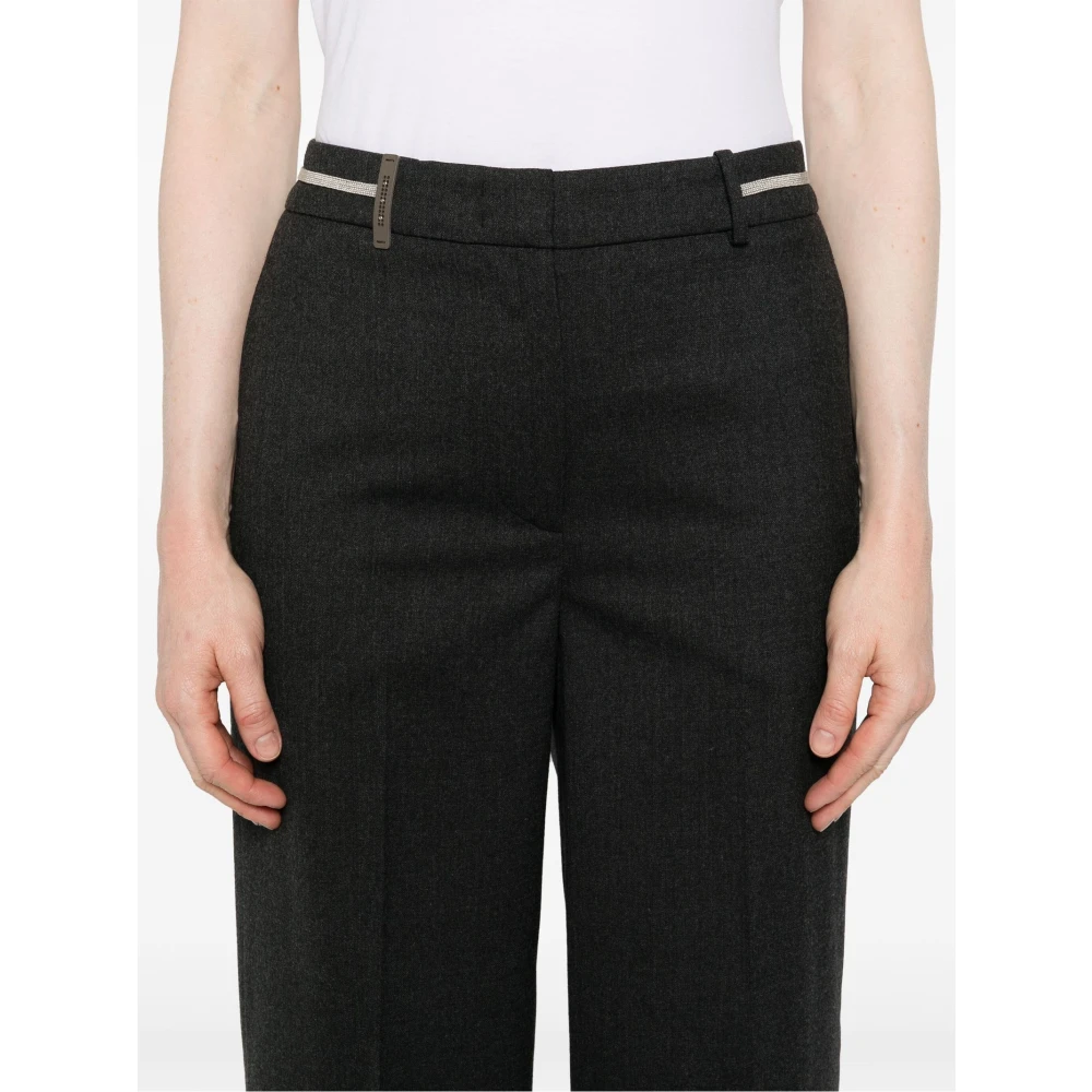 PESERICO Donkergrijze wollen flanellen broek Gray Dames