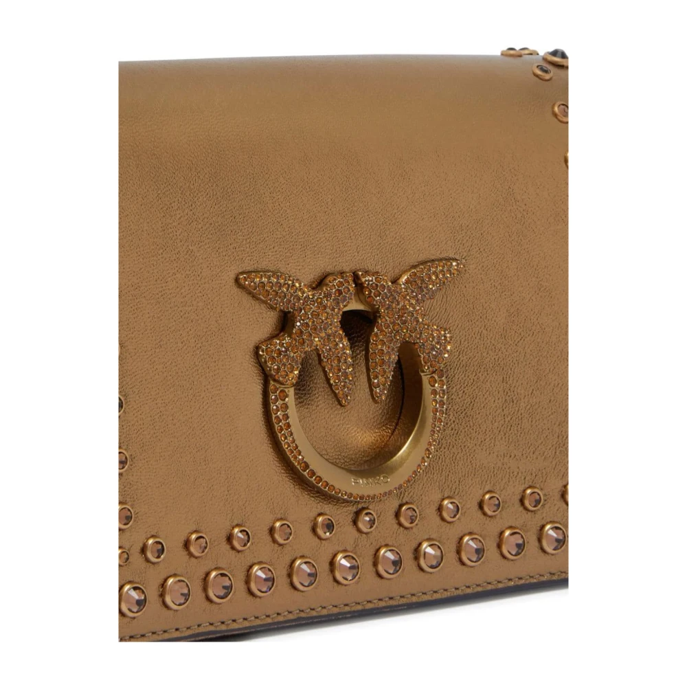pinko Love Click Metallic Crystal Schoudertas Brown Dames