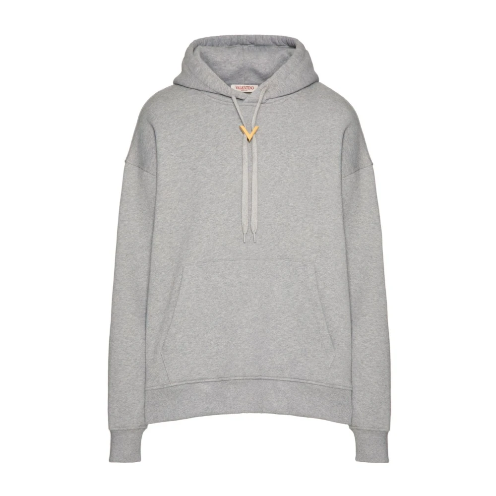 Valentino Garavani Grijze Katoenen Trekkoord Hoodie Sweater Gray Heren