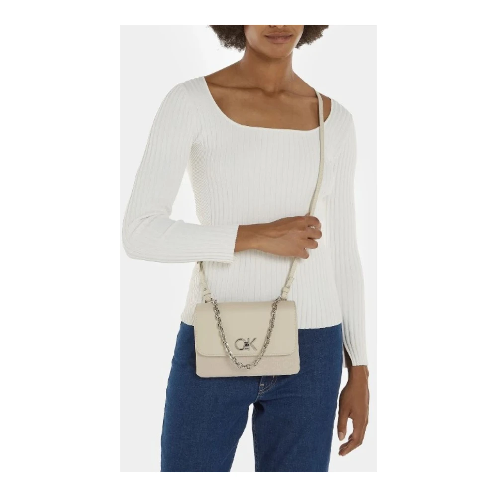 Calvin Klein Dubbele Gusset Tas voor Vrouwen Beige Dames