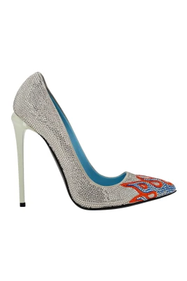 Suede Strass Decollete Höga Klackar Flame