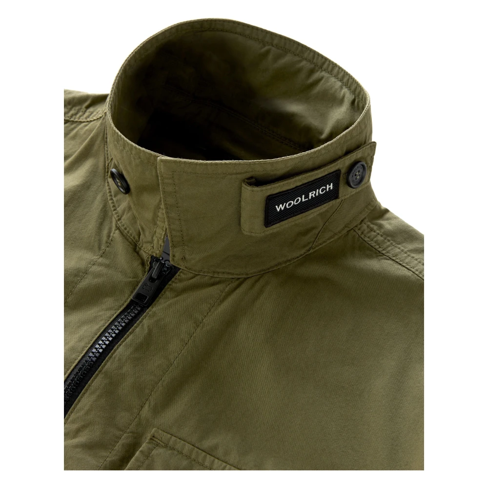 Woolrich Olijf Gabardine Overshirt Green Heren
