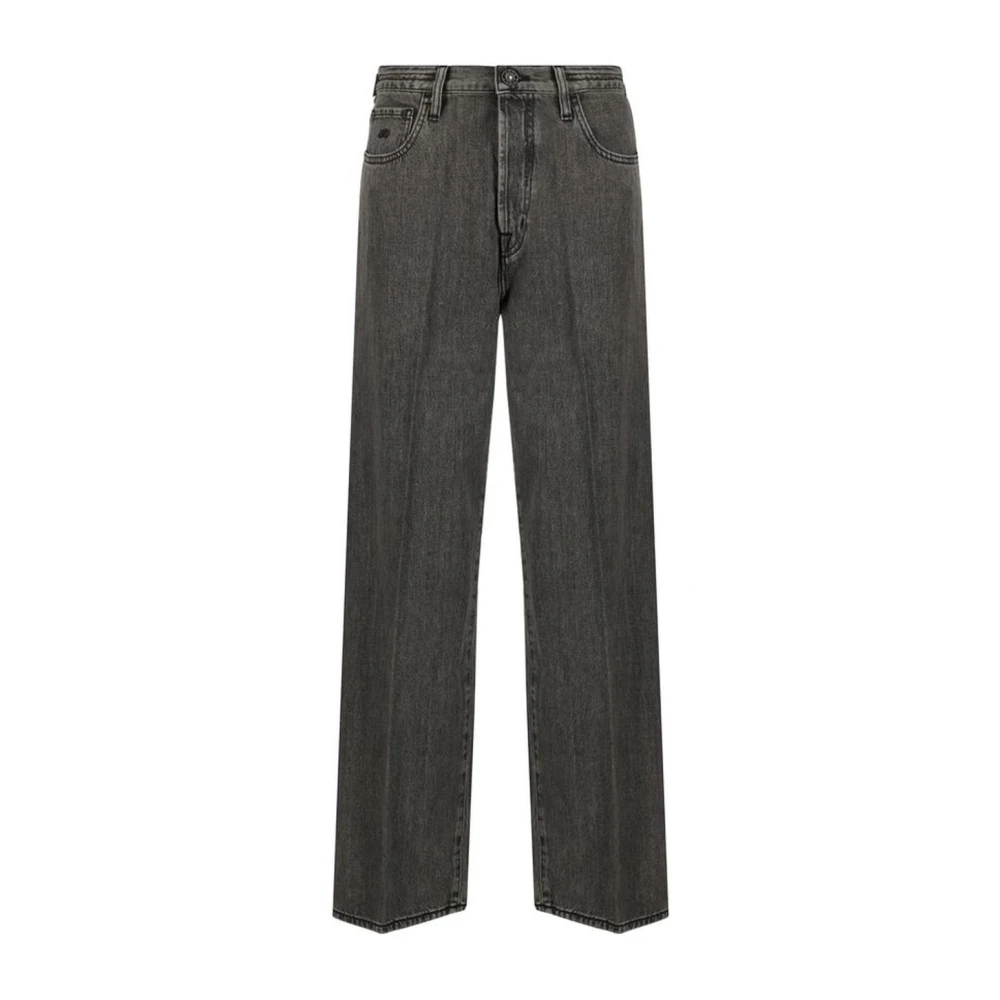 Jacob Cohën Wijde katoenen jeans met leren patch Black Dames