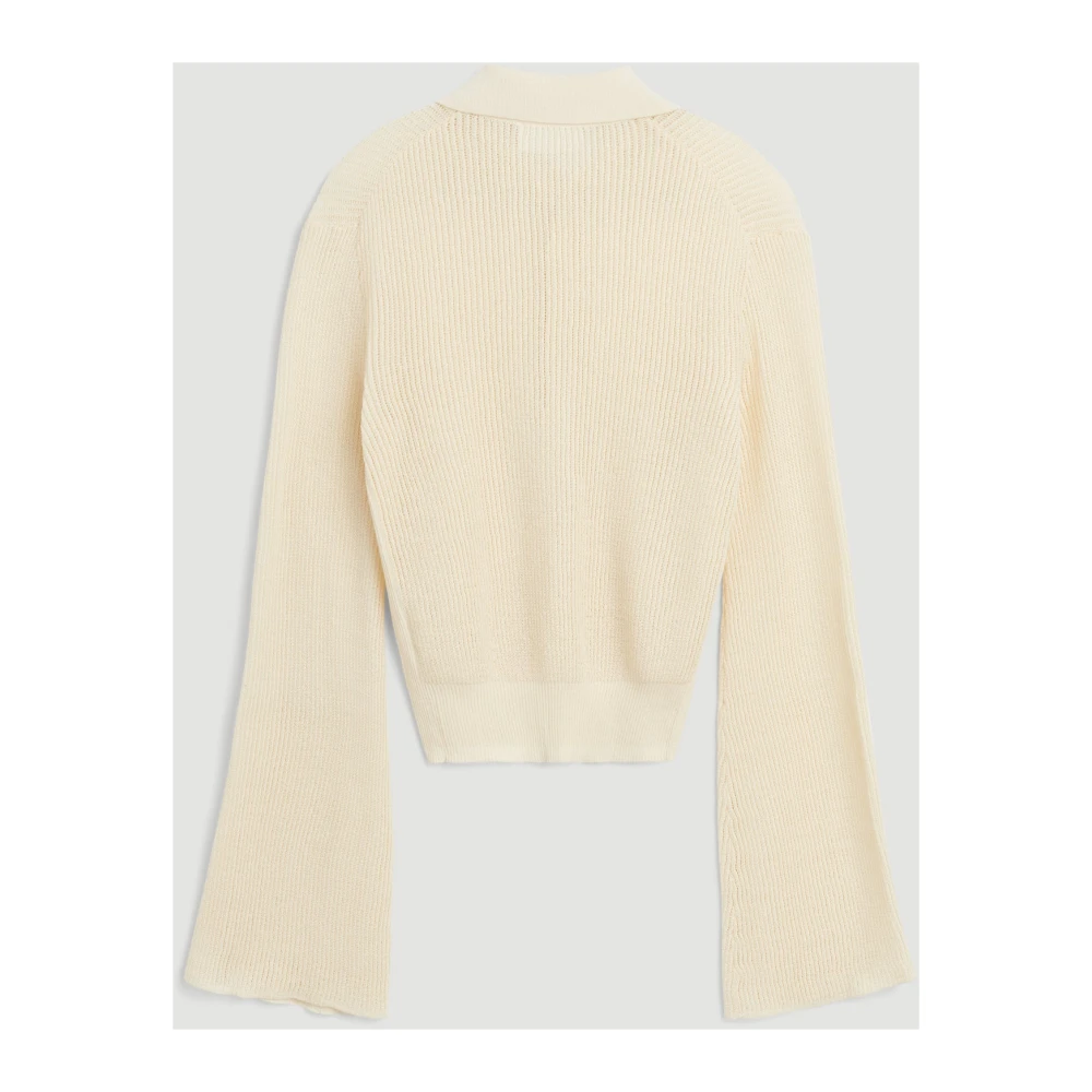 Soulland Doorschijnende Polo Jumper met Wijdvallende Mouwen White Dames