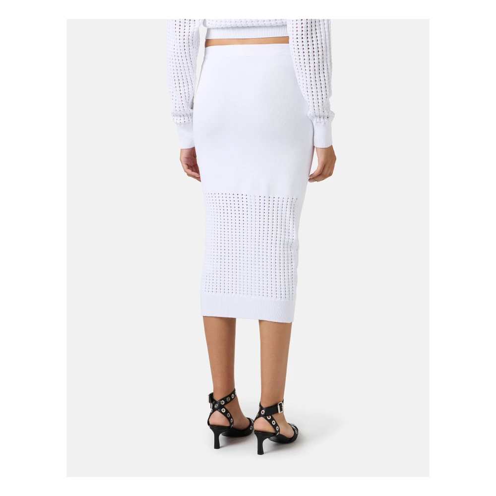 Iceberg Witte rok van stretchkatoen met perforaties White Dames