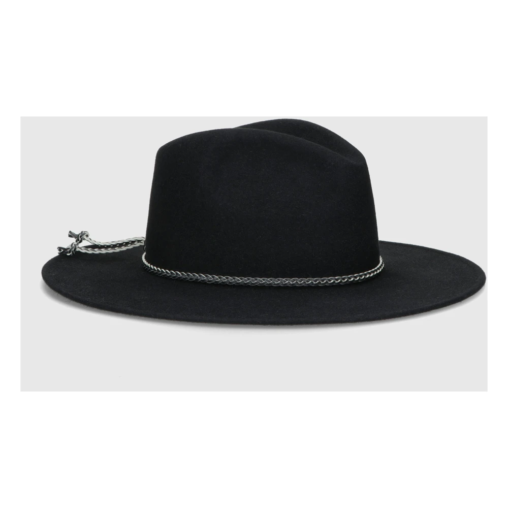 Borsalino Zachte Vilt Leren Gevlochten Hoed Black Heren