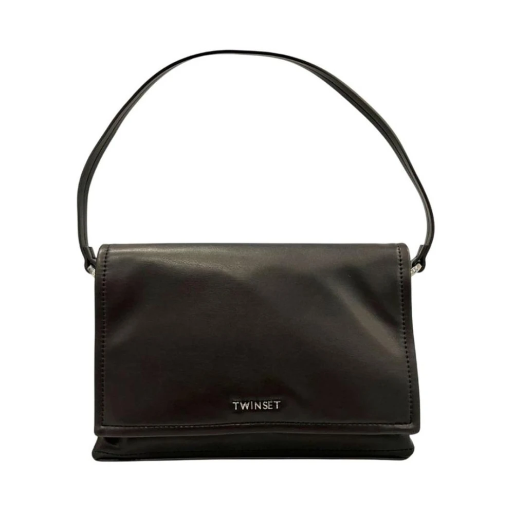 Twinset Women's Black Polyethylene Clutch Bag With Textured Finish - Handbags - One Size- Bags