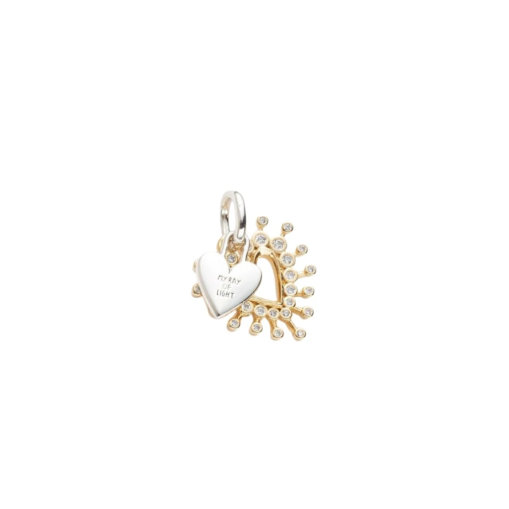 Pandora , Necklaces, Female, Yellow, One Size, Radiant Heart Double Dangle Charm