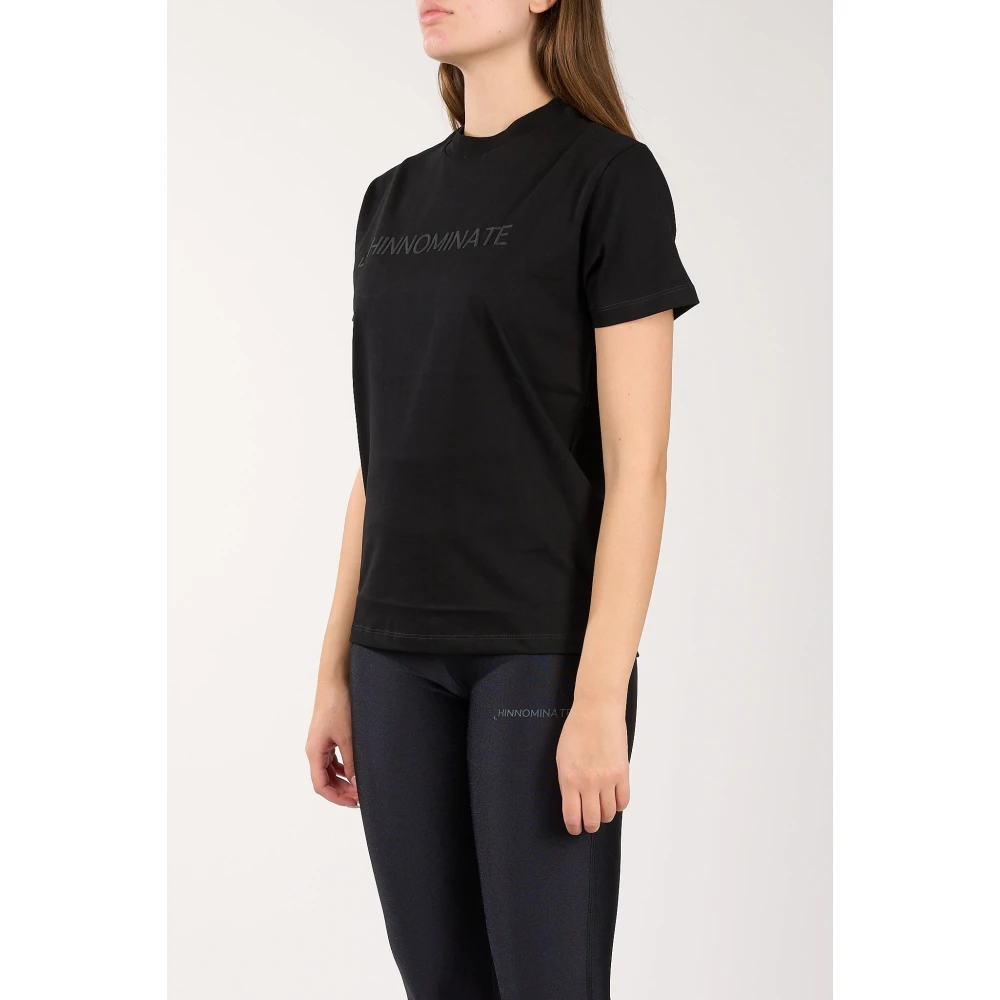 Hinnominate Katoenen Jersey T-shirt met Bedrukt Logo Black Dames