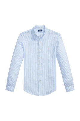 Slim Fit Stribet Hørskjorte