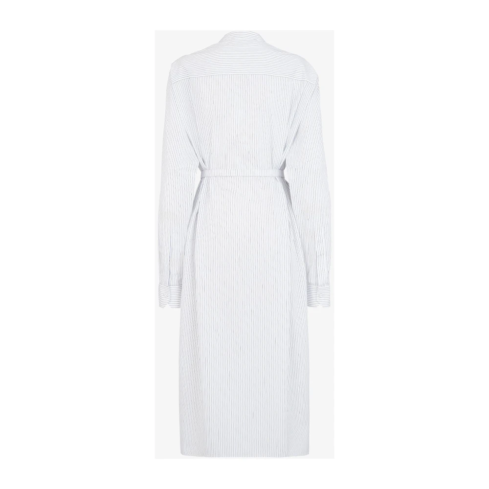 Fendi Witte Midi Overhemdjurk Gestreepte Katoen White Dames