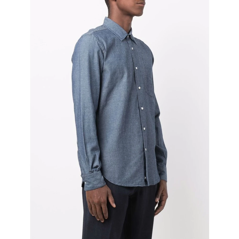 Aspesi Light Wash Klassiek Denim Overhemd met Kraag Blue Heren