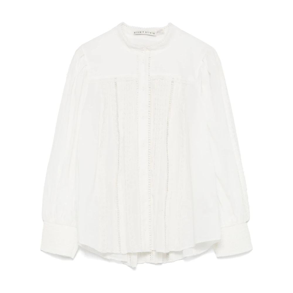 Alice + olivia Witte Button-Up Band Kraag Shirt White Dames