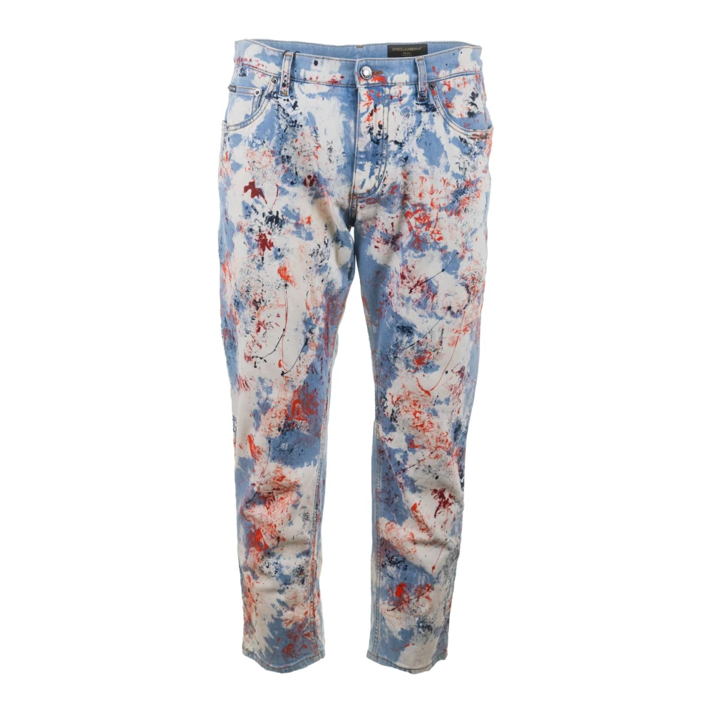 Dolce & Gabbana Heren Geschilderde Losse Jeans Multicolor Heren