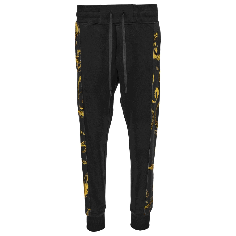 Versace Jeans Couture Zwarte Slim Fit Broek Elegante Details Multicolor Heren