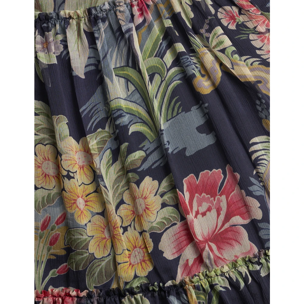 ETRO Gerimpelde blauwe bloemenprint lange rok Multicolor Dames
