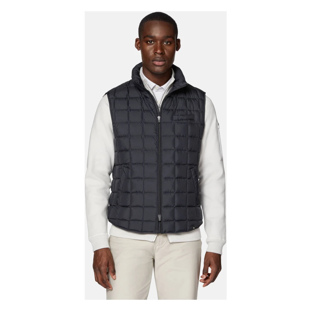 Boggi Milano Gilet van technische stof met ganzen dons Blue Heren