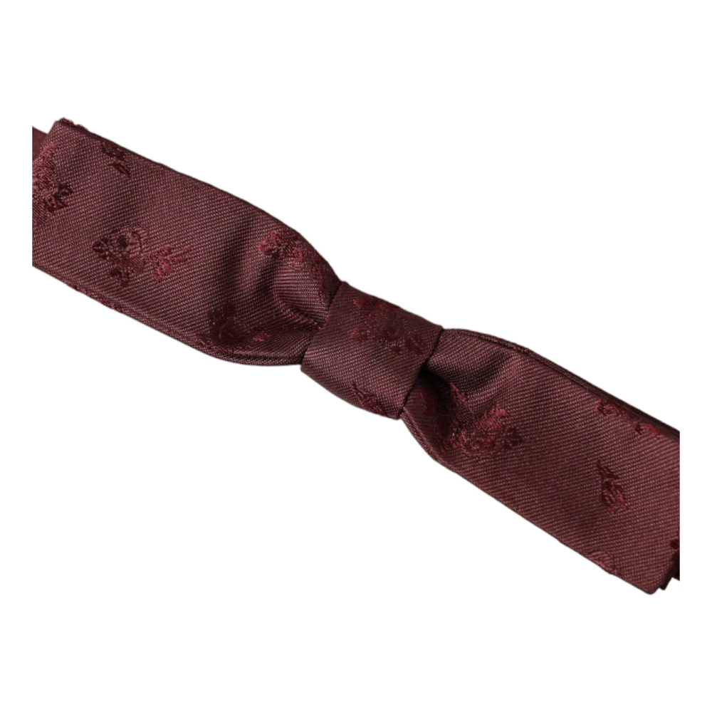 Dolce & Gabbana Maroon Bloemen Verstelbare Hals Heren Vlinderdas Brown Heren