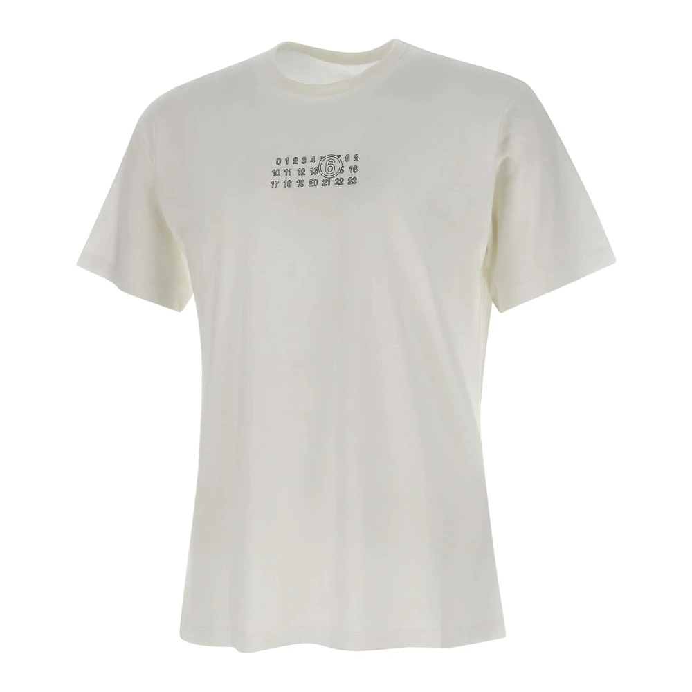 Mm6 Maison Margiela Men's White T-Shirts, L, Numeric Signature T-Shirt