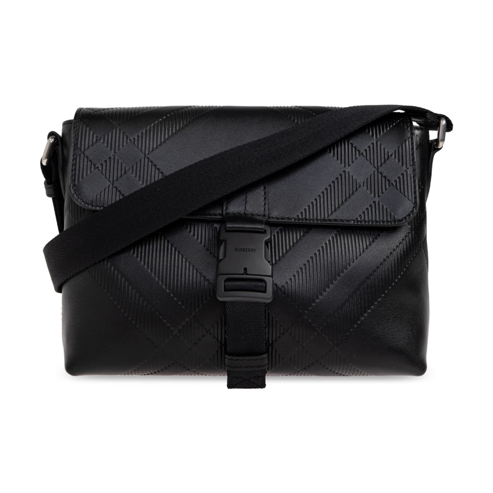 Burberry Mannelijk Zwart Tassen Heren, One Size, Leer, Leren Schoudertas