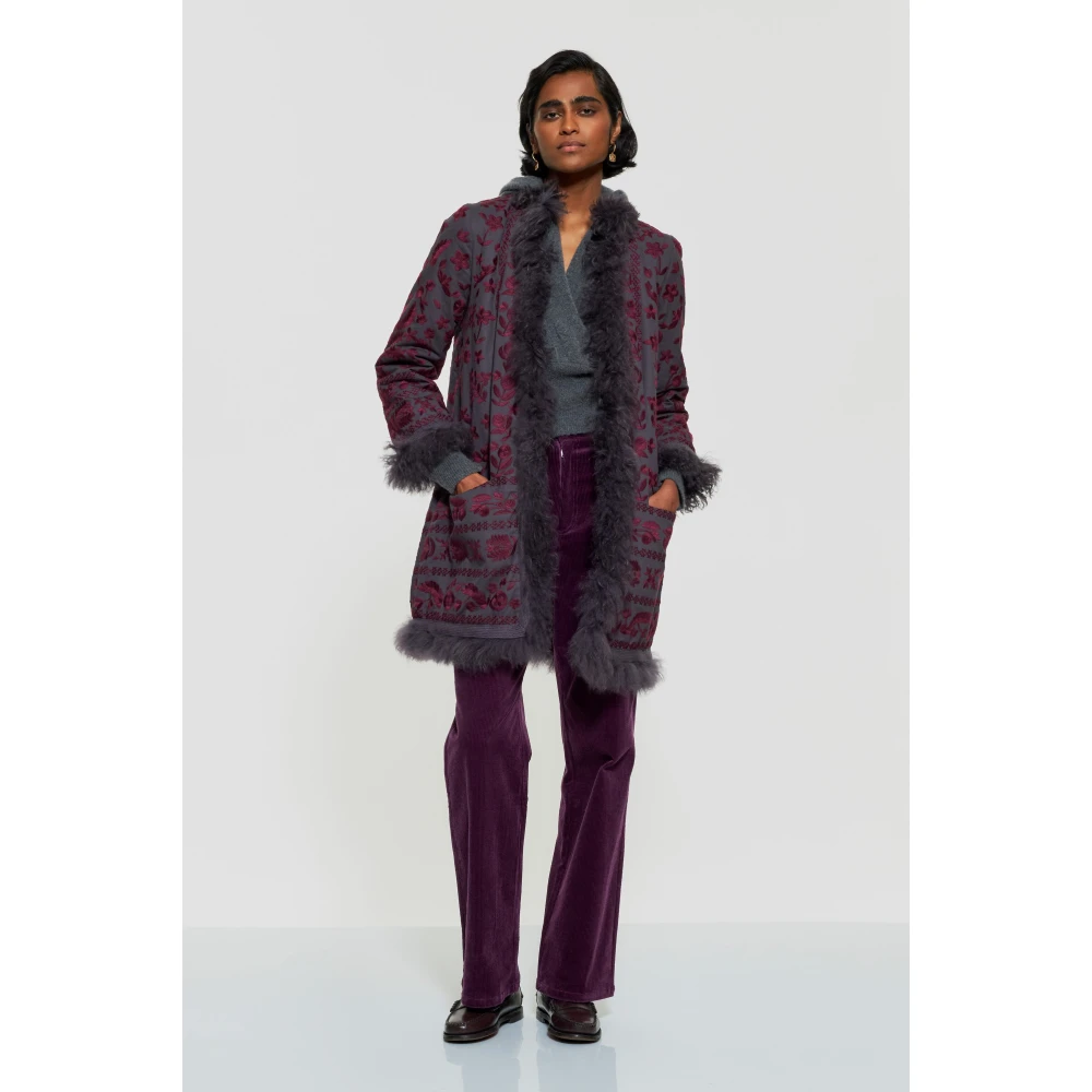 Antik batik Hendris geborduurde jas Purple Dames