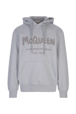 Grå McQueen Graffiti Logo Hoodie