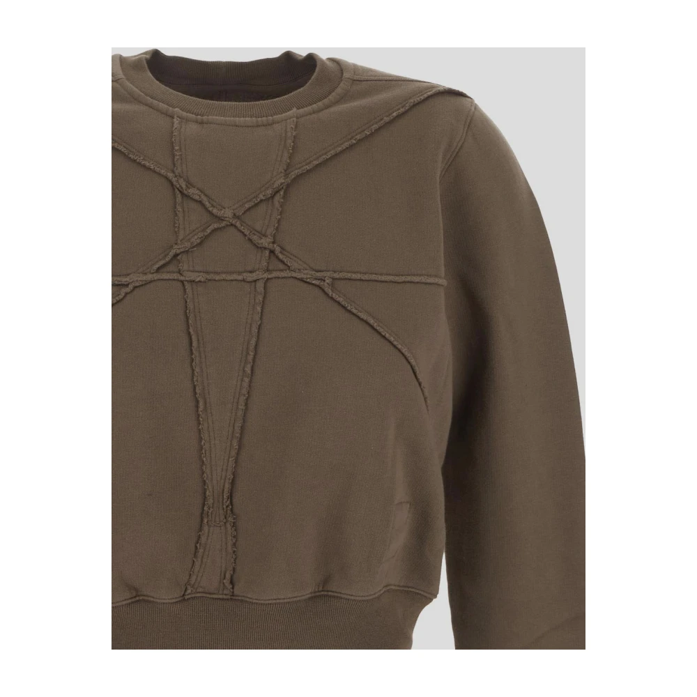Rick Owens Edgy Dust Cotton Cropped Sweatshirt Brown Dames