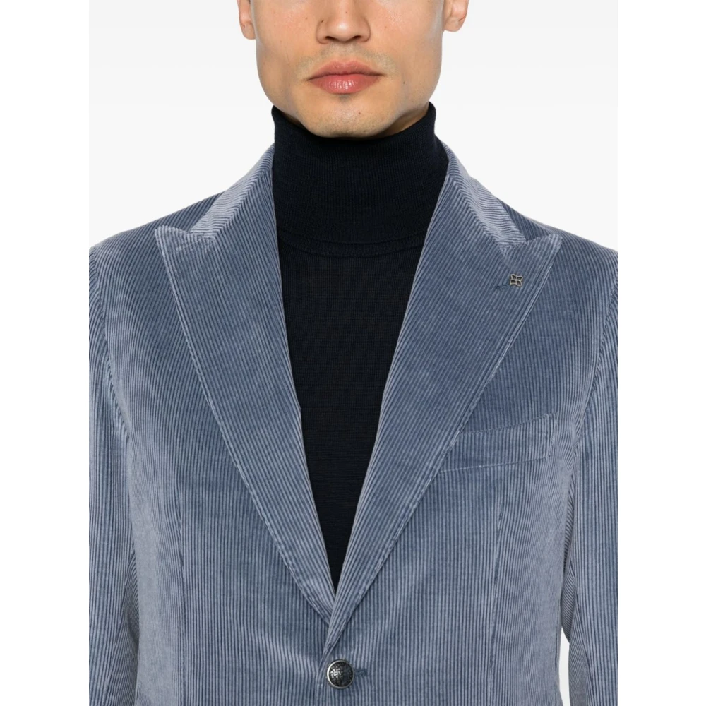 Tagliatore Steel Blue Corduroy Blazer Blue Heren
