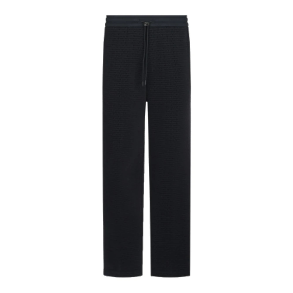Emporio Armani Navy Logo Lettering Katoenen Broek Blue Heren