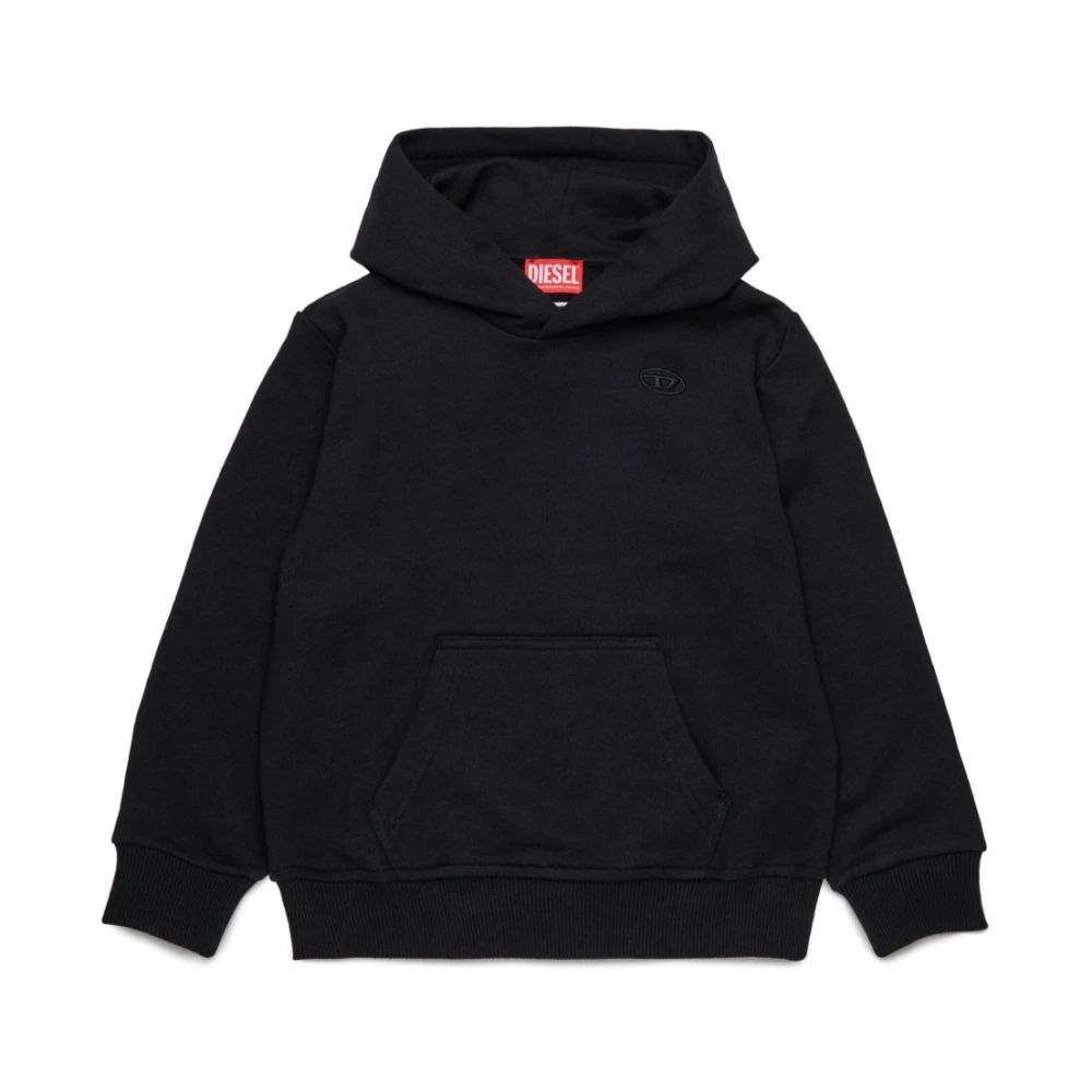 Diesel Boys Black Sweatshirt With Maxi Oval D Logo