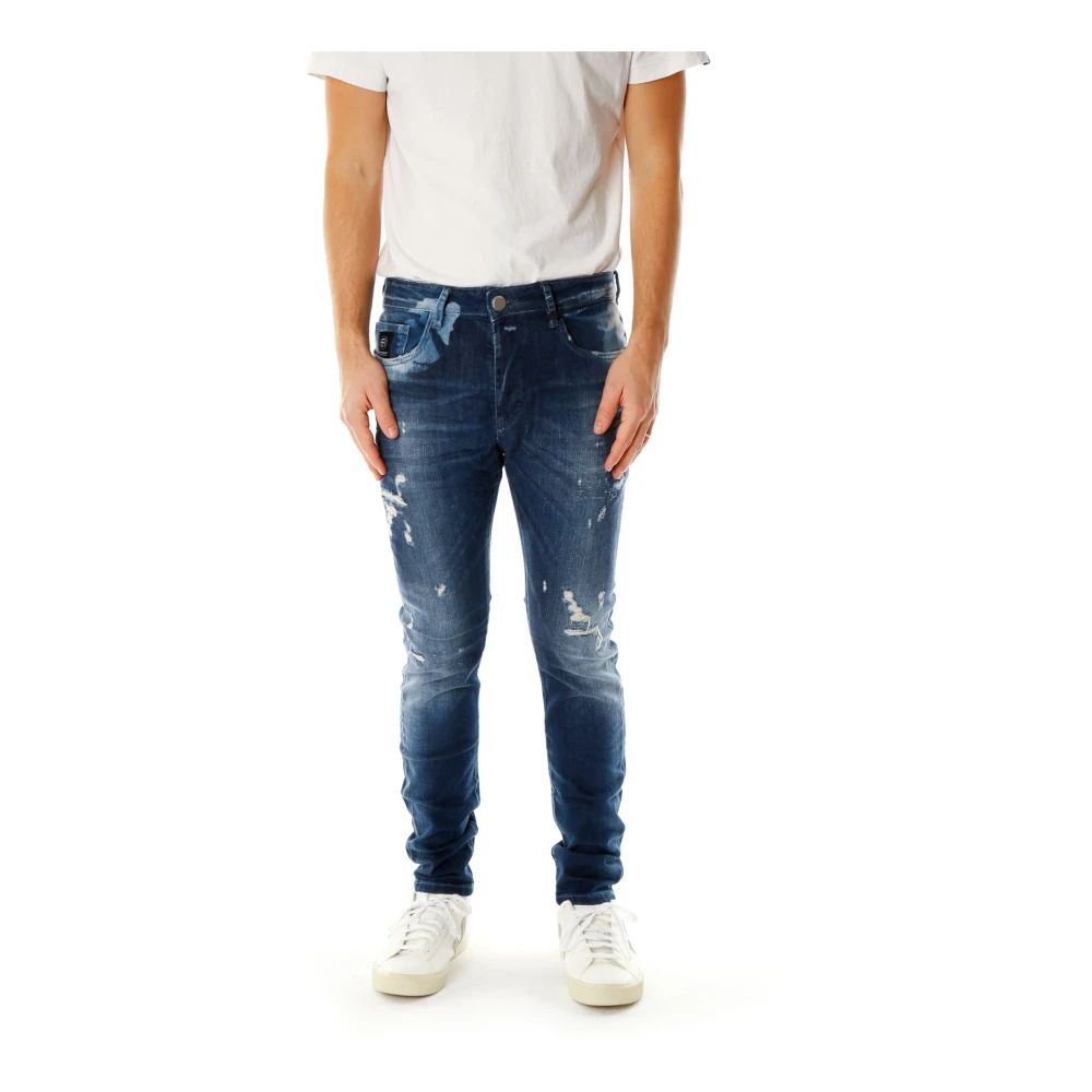 Elias Rumelis Slim Fit Jeans met gebruikte effecten Blue Heren