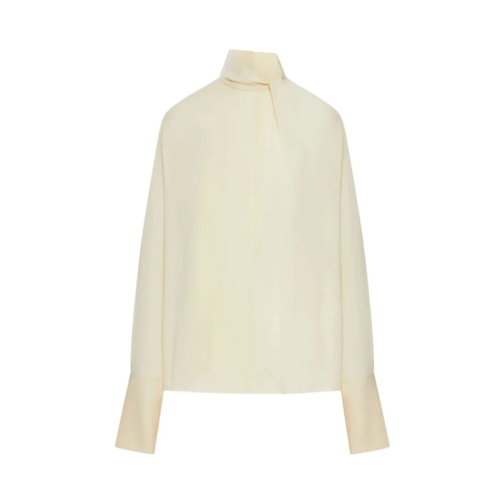 Tom Ford Women's Beige Washed Silk Georgette Long Sleeve Blouse