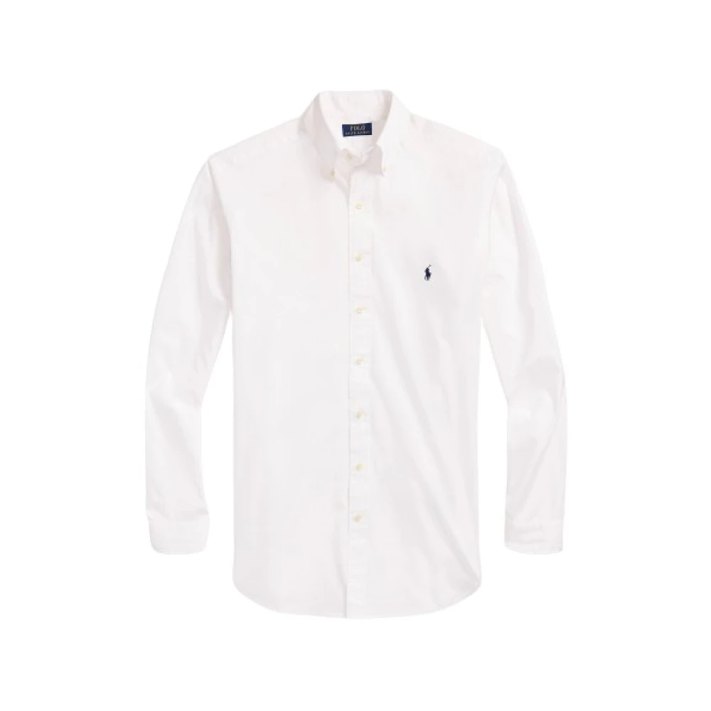 Polo Ralph Lauren Lichtgewicht Twill Katoenen Overhemd White Heren