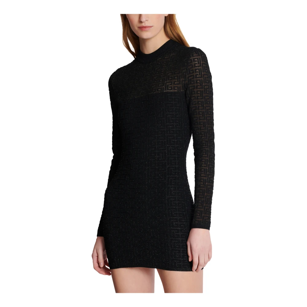 Balmain PB Labyrinth gebreide jurk Black Dames