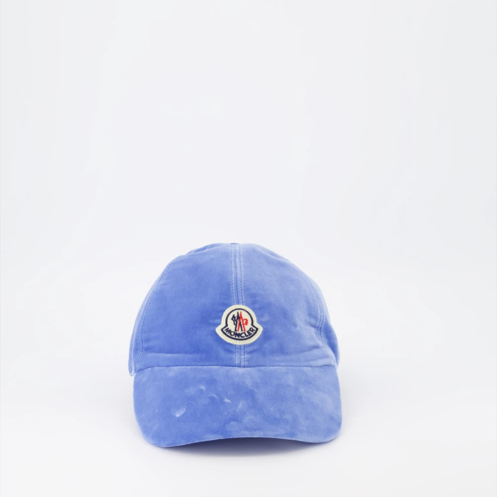 Moncler Fluwelen Pet met Logo Patch Blue Dames