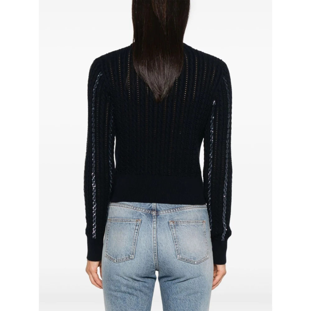 Golden Goose Donkerblauwe Cropped Gebreide Trui Blue Dames