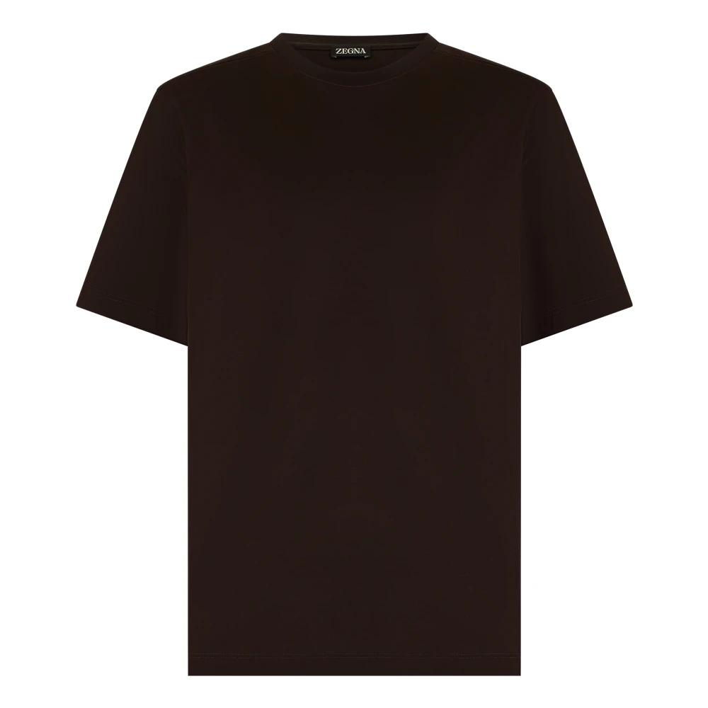 Zegna Men's Brown T-Shirts, L, Cotton T-Shirt With Short Sleeves