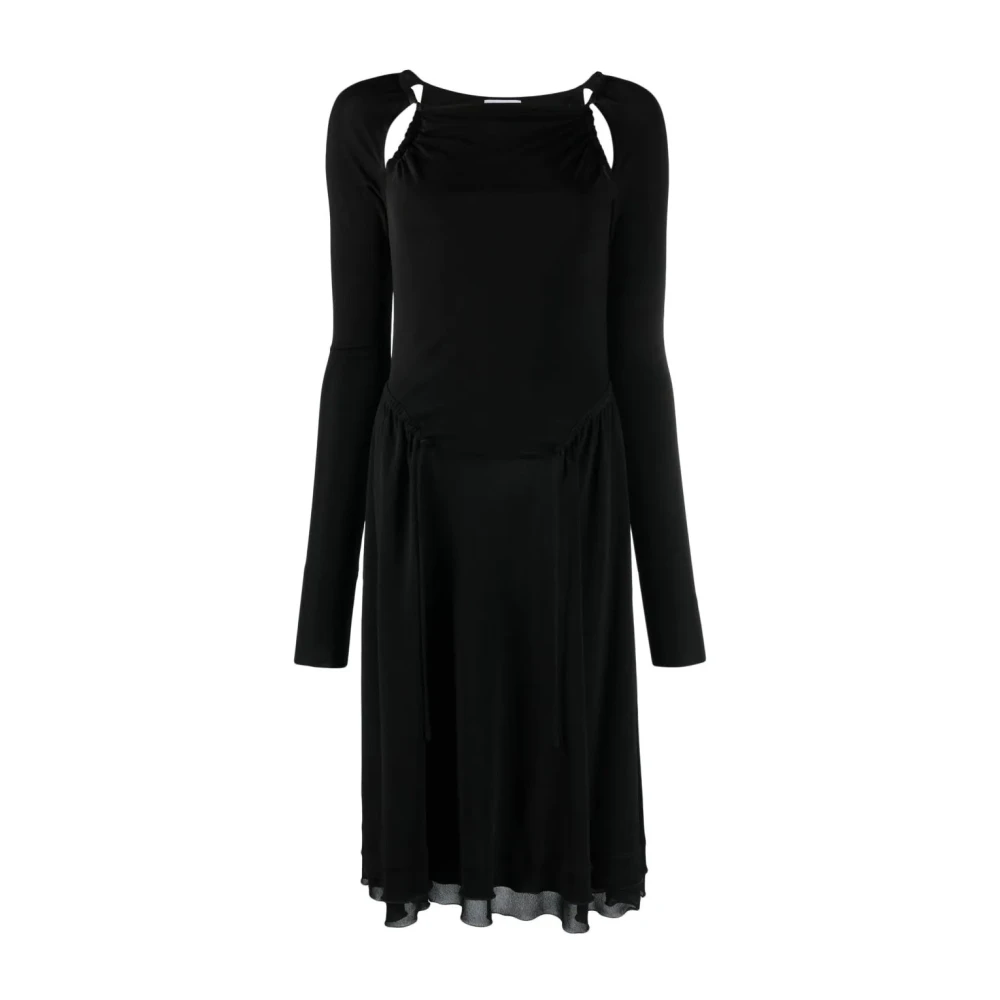 Salvatore Ferragamo Zwarte Midi Jersey Jurk Black Dames