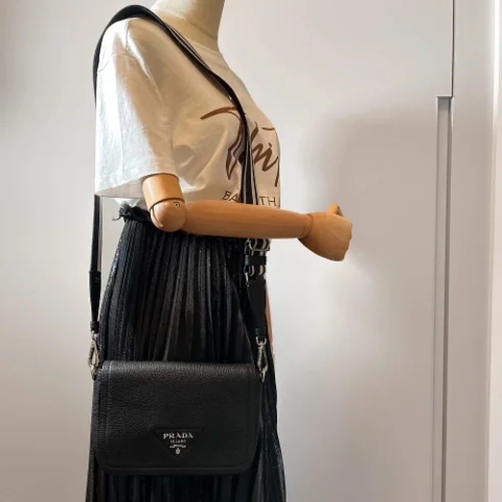 Prada Vintage Pre-owned Leather handbags Black Dames