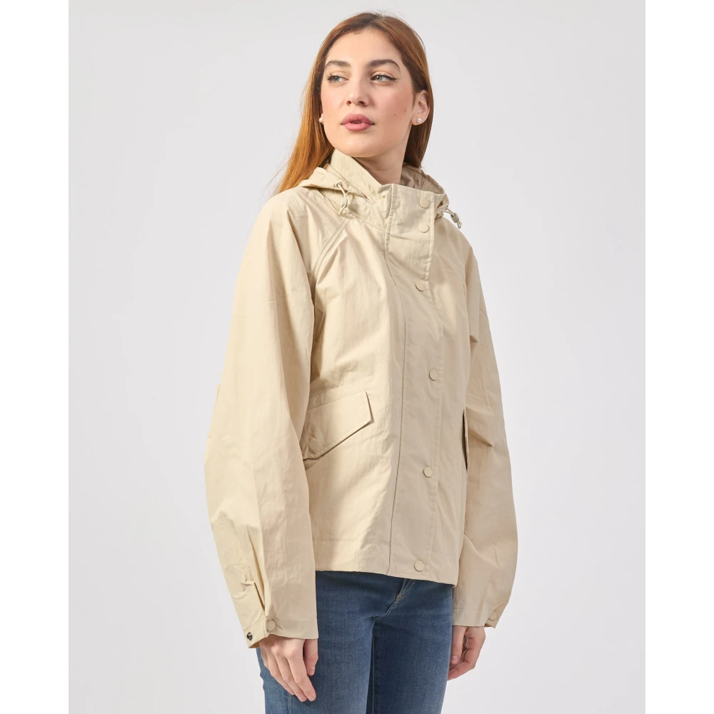 Ecoalf Beige Lente Hoodie met Knopen Beige Dames
